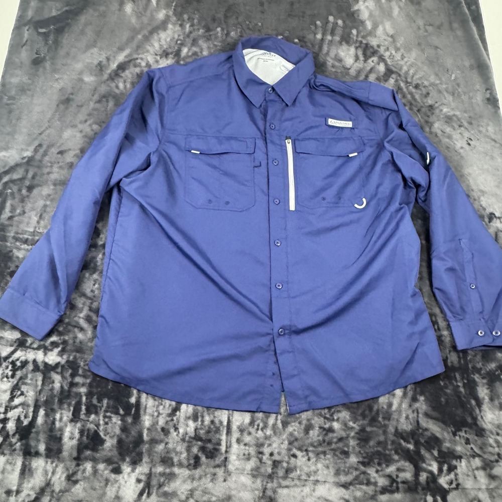 Realtree Fishing Shirt Mens 2XL Blue Patriot Blue Long Sleeve TS1546 Vented